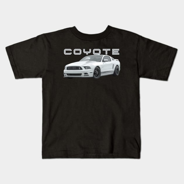 MACH 1 Mustang s197 GT 5.0L V8 coyote engine Performance white Car Kids T-Shirt by cowtown_cowboy